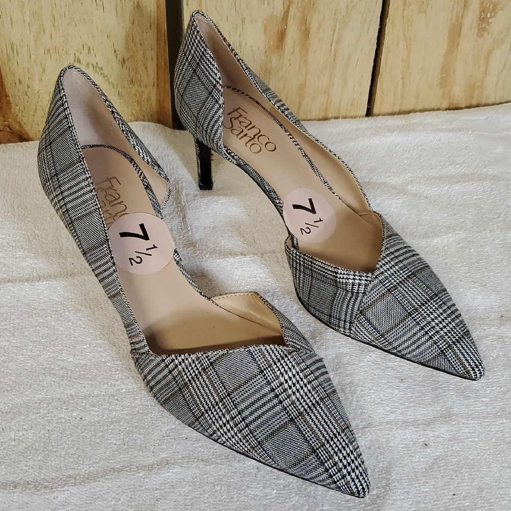 Franco Sarto Womens Plaid Heels Size 7 1/2 NWOT